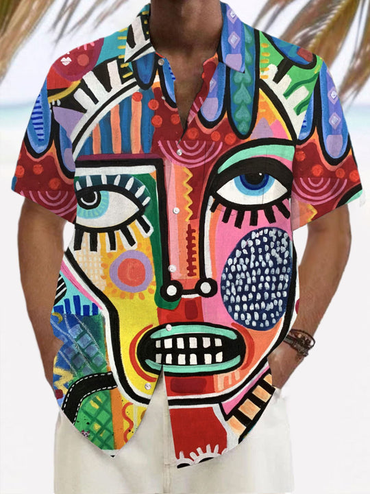 men's abstract print shirt front view