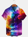 Abstract Print Short Sleeve Men's Shirts With Pocket