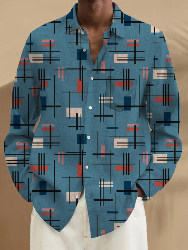 Men's Geometry Long Sleeve Shirt Front View