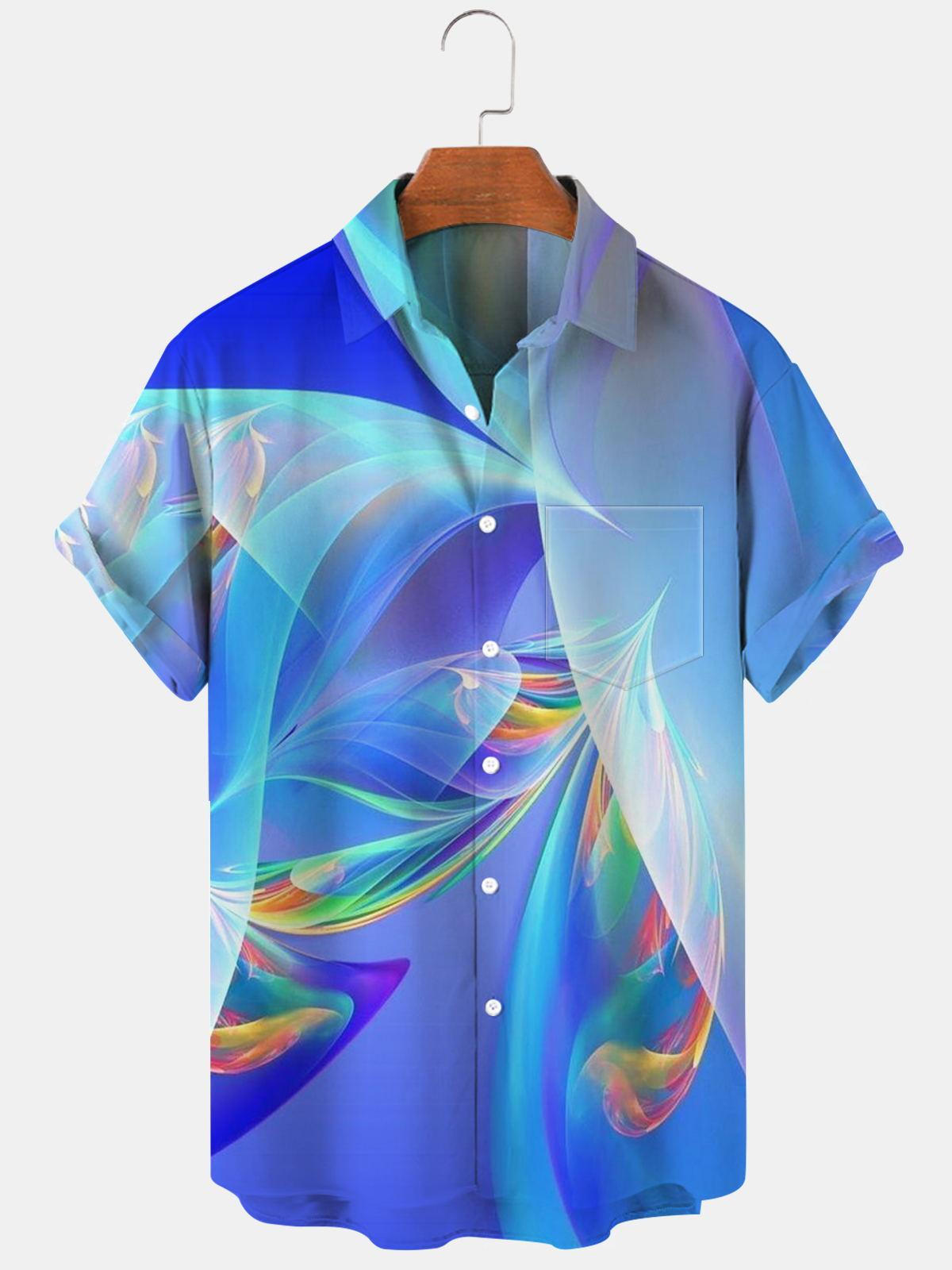 Abstract Gradient Men's Shirts With Pocket