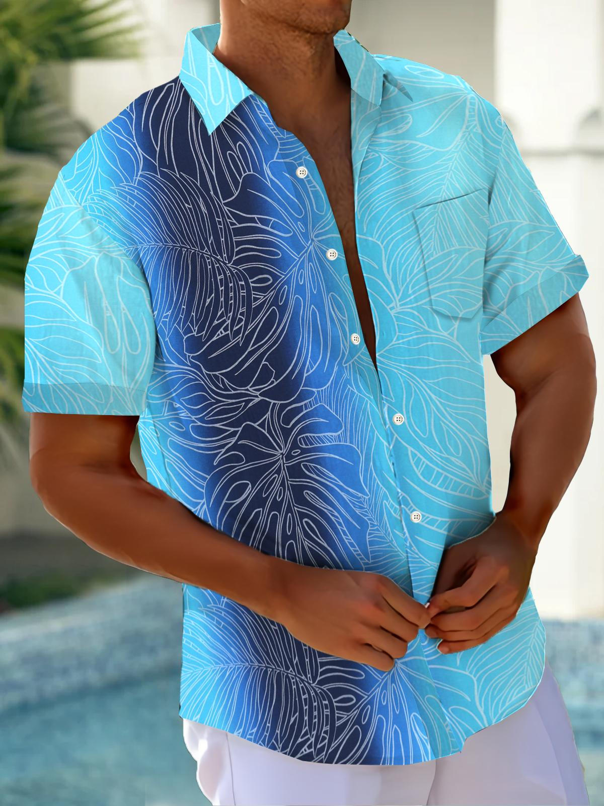 Art Hawaiian Casual Retro Short Sleeve Men's Shirts With Pocket