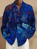 Abstract Print Long Sleeve Men's Shirts With Pocket