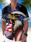 American Flag Eagle Short Sleeve Men's Shirts With Pocket