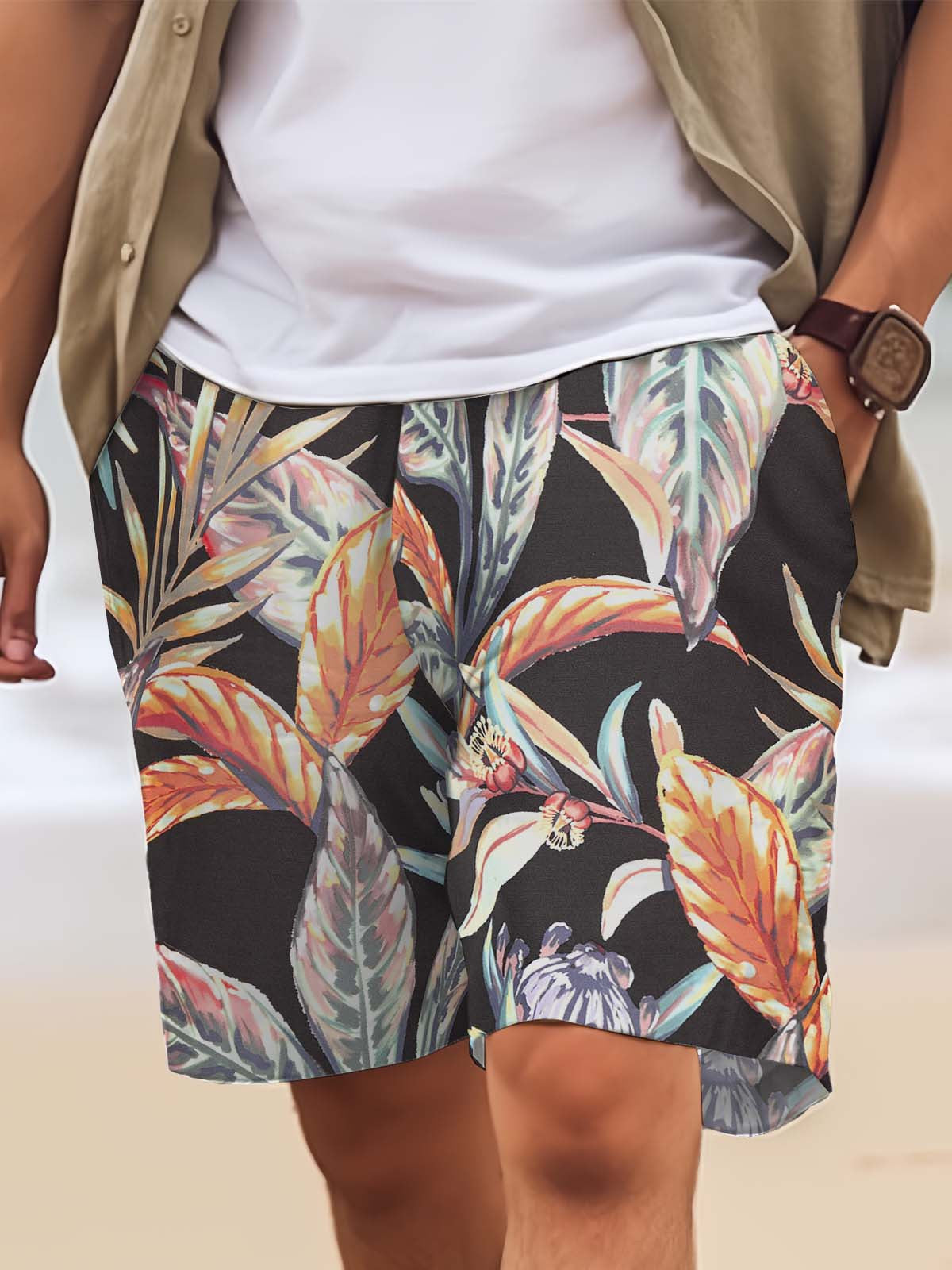 Art Hawaiian Casual Retro Men's Shorts With Pocket