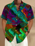 Abstract Short Sleeve Men's Shirts With Pocket