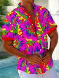 Art Hawaiian Casual Retro Short Sleeve Men's Shirts With Pocket