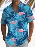 Hawaiian Flamingo Short Sleeve Men's Shirts With Pocket