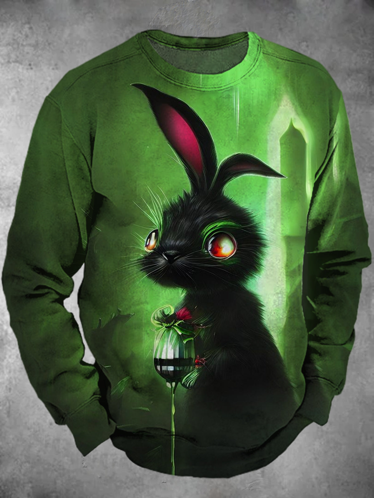 Rabbit Round Neck Long Sleeve Men's Top