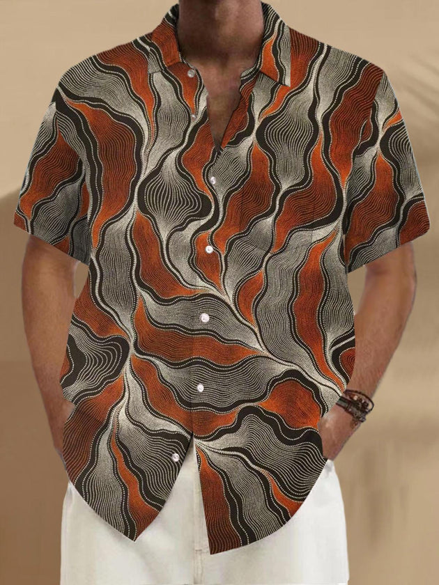 men's geometric print shirt front view