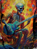 Skull Guitar Print Round Neck Long Sleeve Men's Sweatshirt