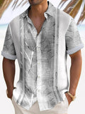 Leaf Print Short Sleeve Shirt Collar Men's Shirts