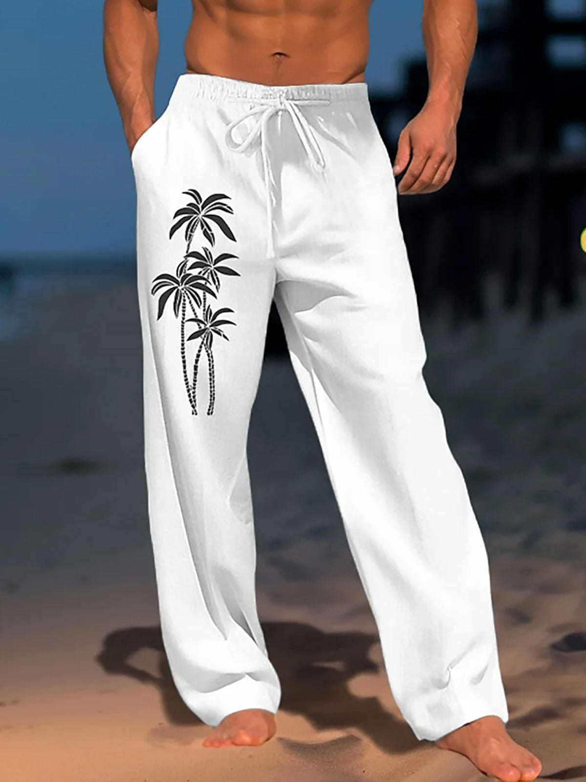 Hawaiian Coconut Tree Men's Casual Elastic Waist Pants