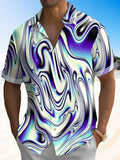 Abstract Gradient Print Short Sleeve Men's Shirts With Pocket