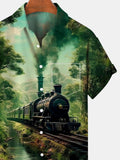 Train Forest Short Sleeve Men's Shirts With Pocket